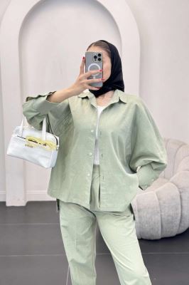 ست لینن مانتو خفاشی پشت بلند مارگاریتا