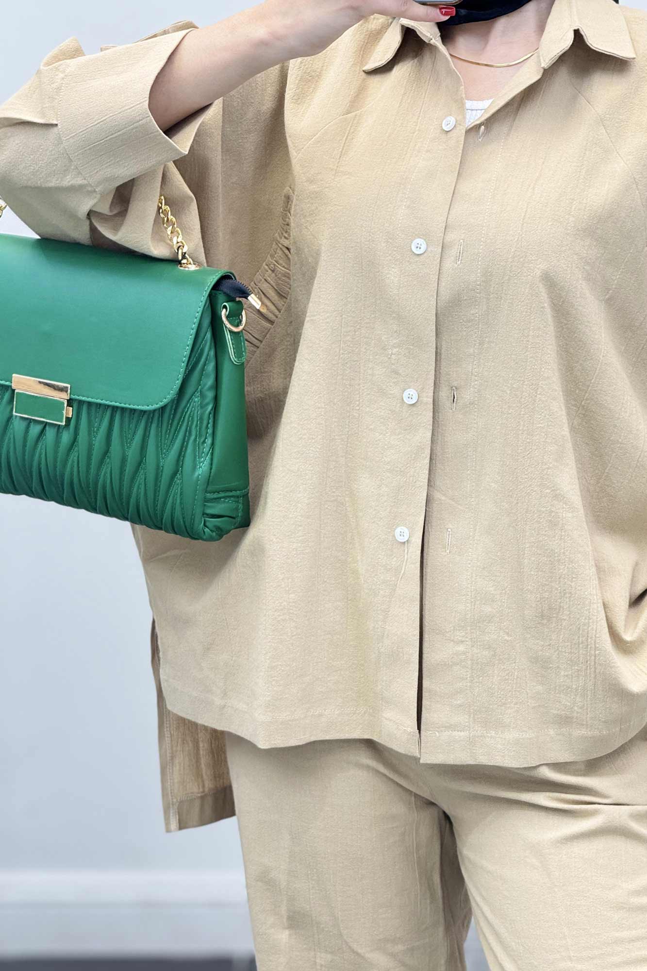 ست لینن مانتو خفاشی پشت بلند مارگاریتا