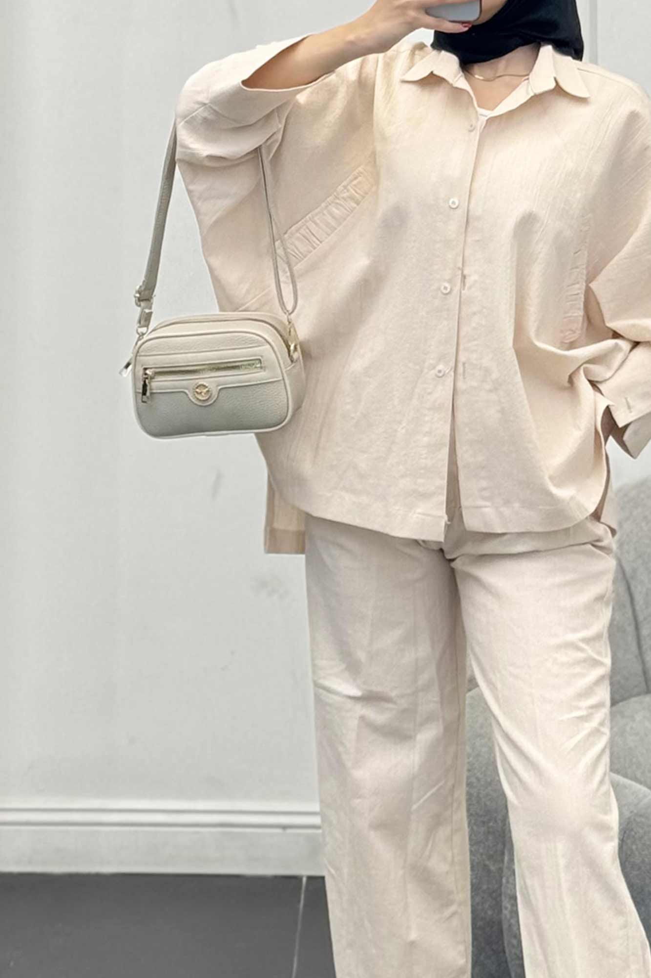 ست لینن مانتو خفاشی پشت بلند مارگاریتا