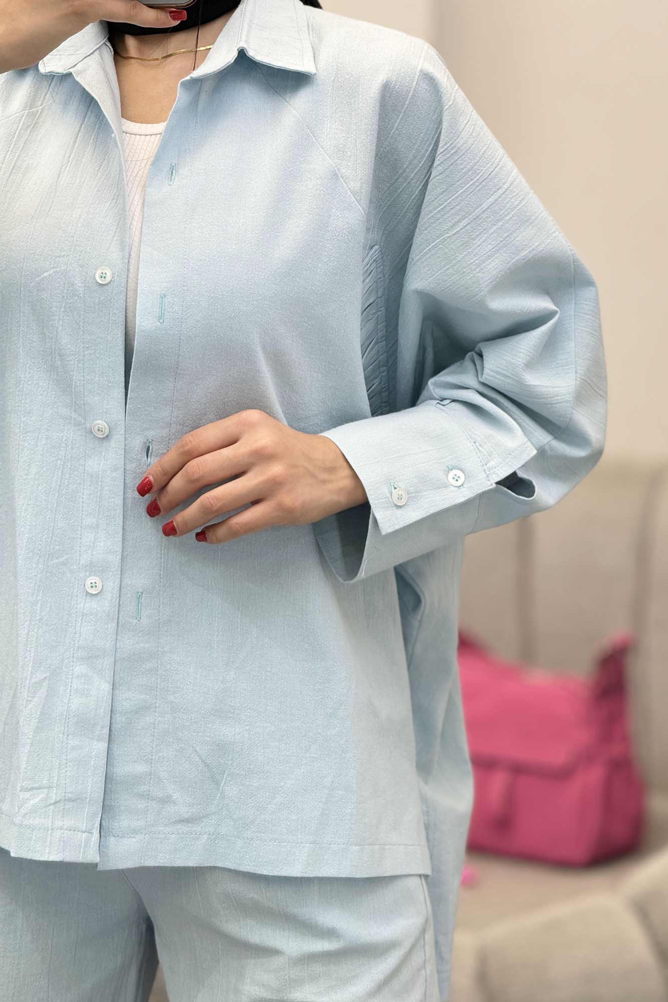 ست لینن مانتو خفاشی پشت بلند مارگاریتا