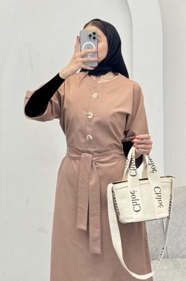 پیراهن لینن سه دکمه آستین بند دار