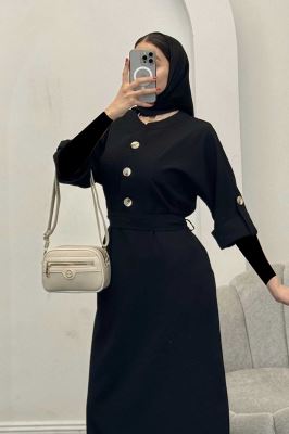 پیراهن لینن سه دکمه آستین بند دار