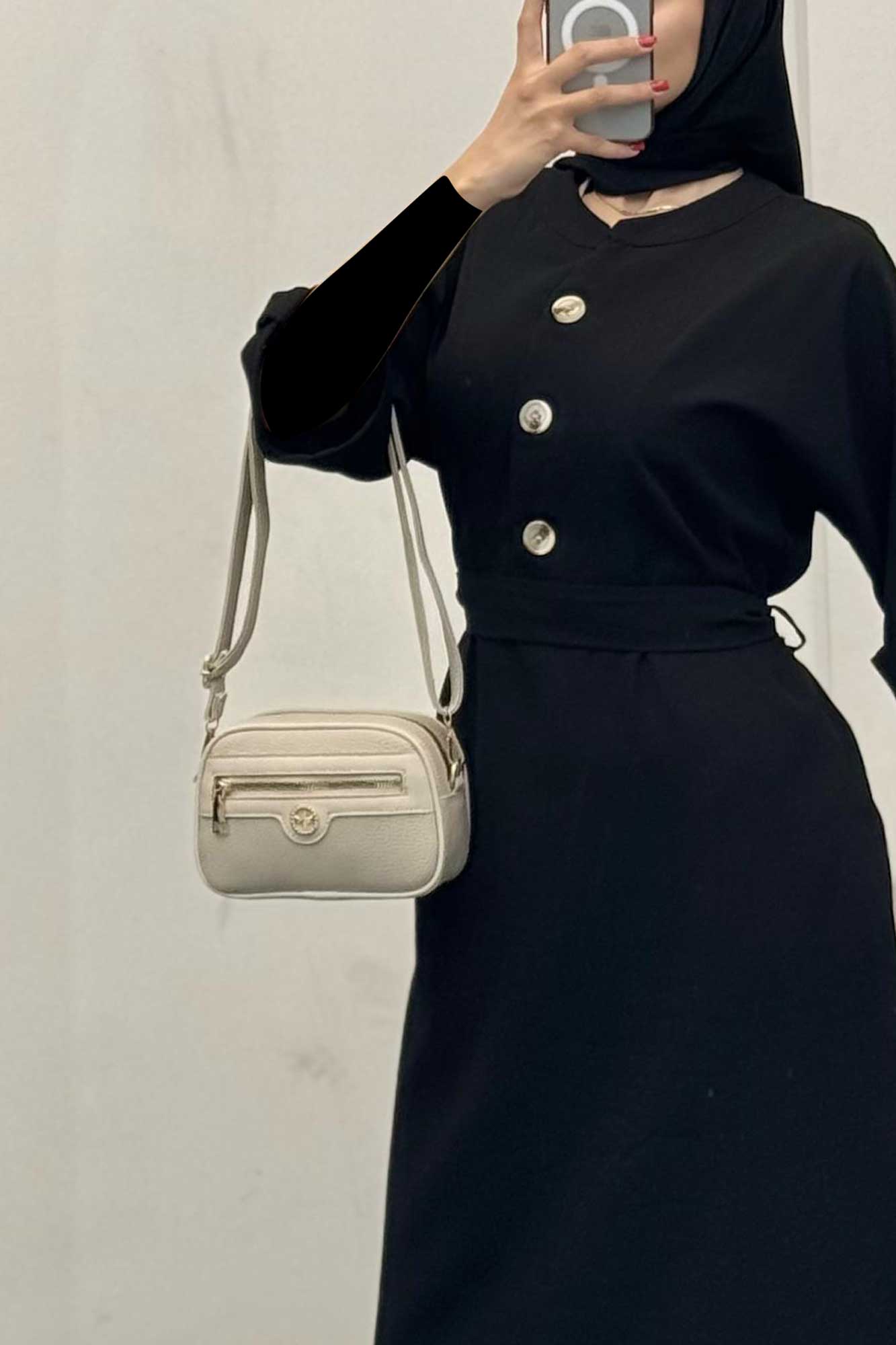 پیراهن لینن سه دکمه آستین بند دار