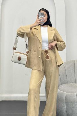 ست کت و شلوار شانتون دو دکمه رایسا