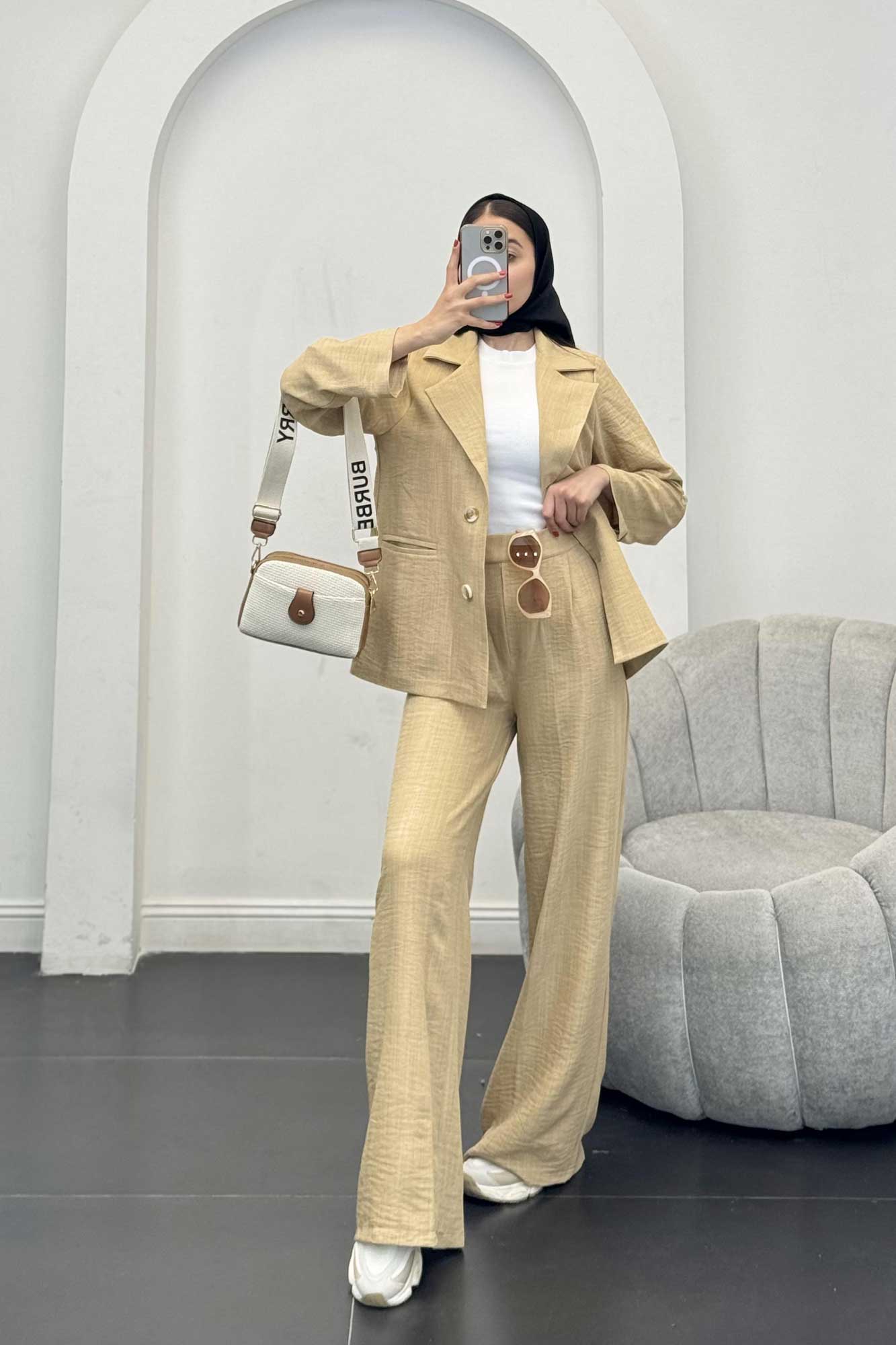 ست کت و شلوار شانتون دو دکمه رایسا