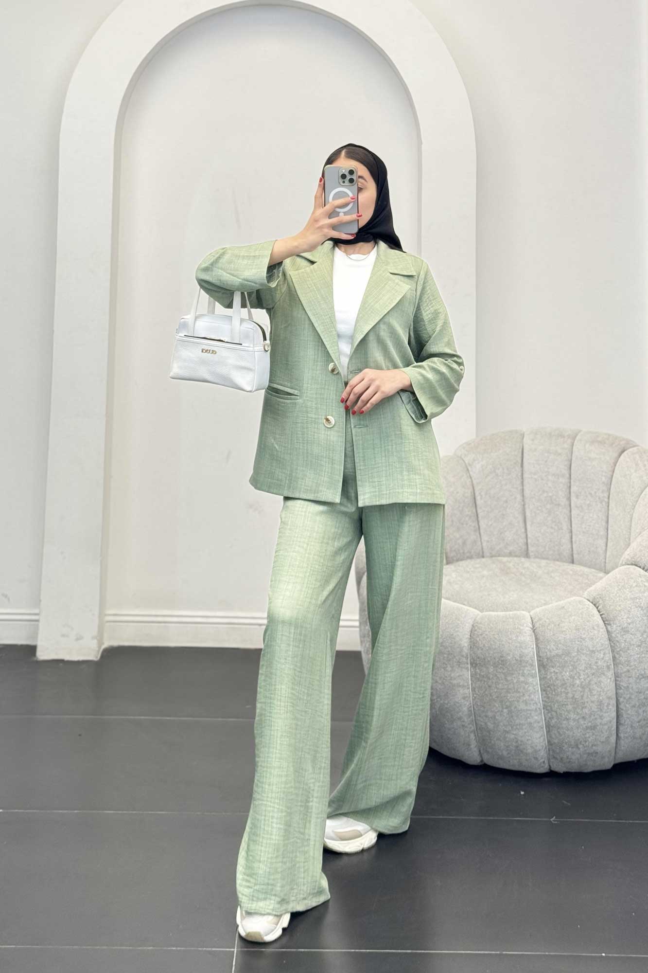 ست کت و شلوار شانتون دو دکمه رایسا