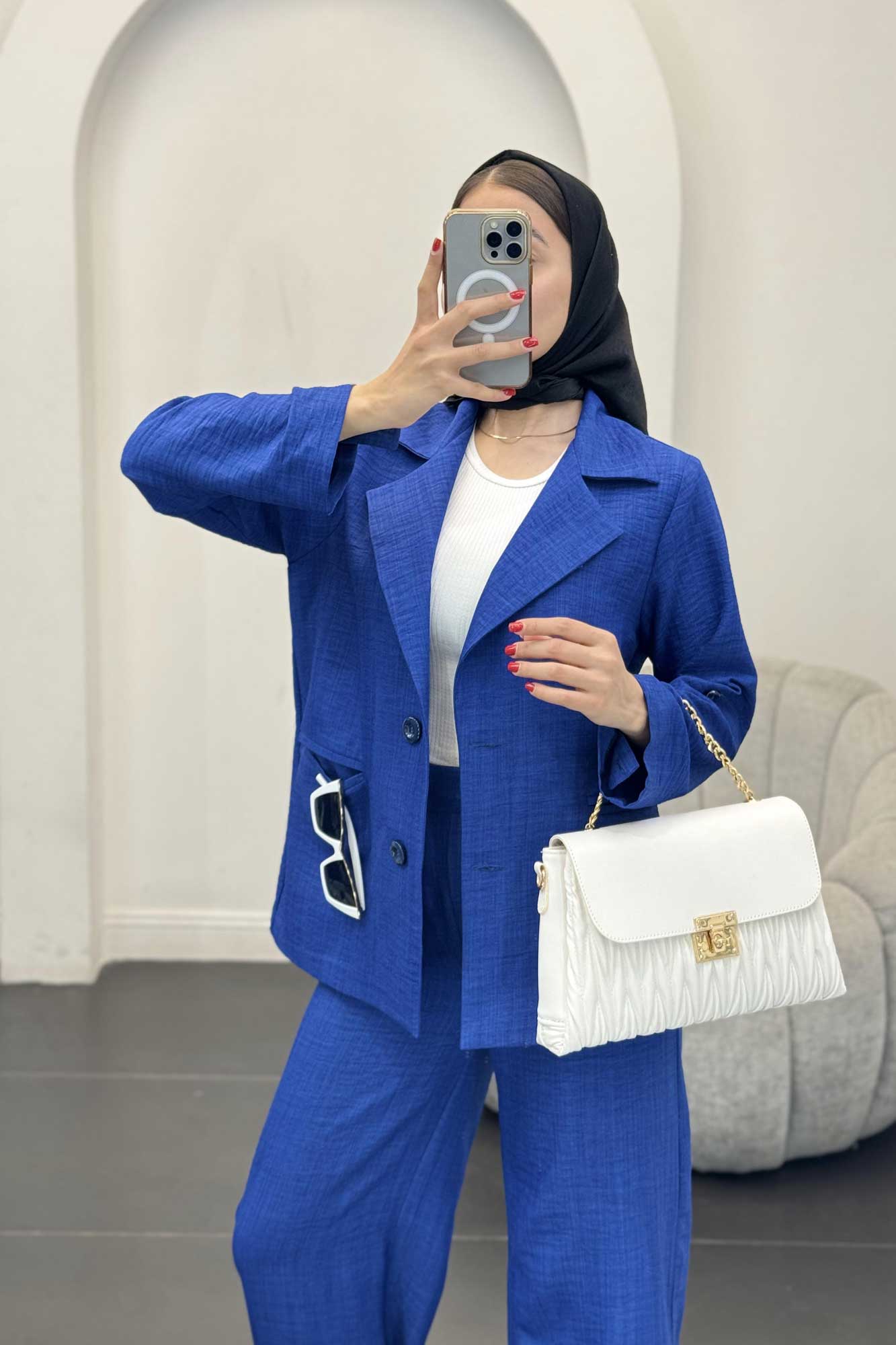 ست کت و شلوار شانتون دو دکمه رایسا