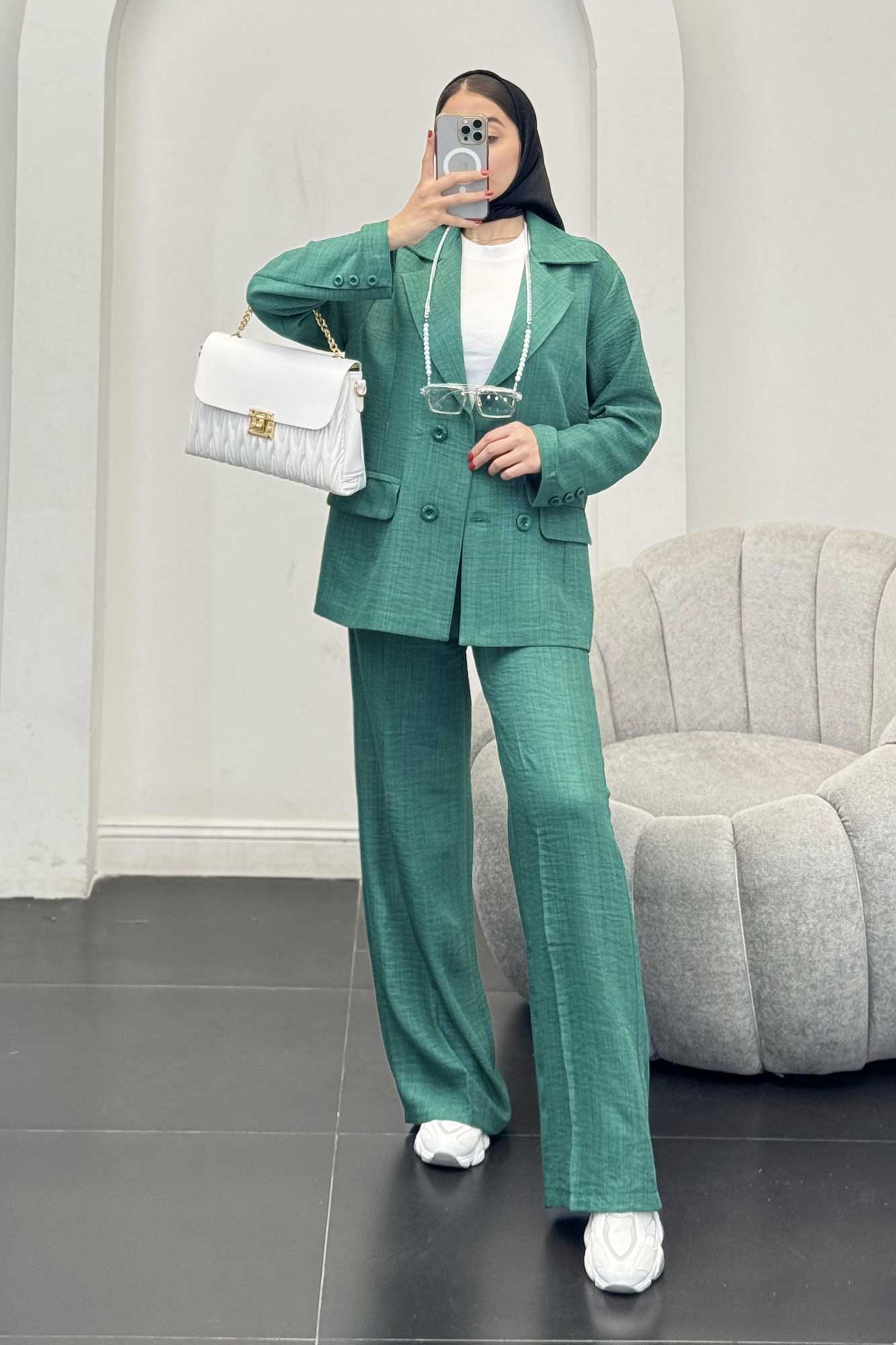 ست کت و شلوار شانتون جیب پاکتی زالینس