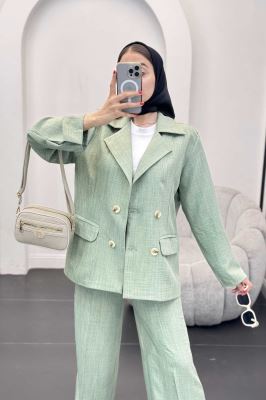 ست کت و شلوار شانتون جیب پاکتی زالینس