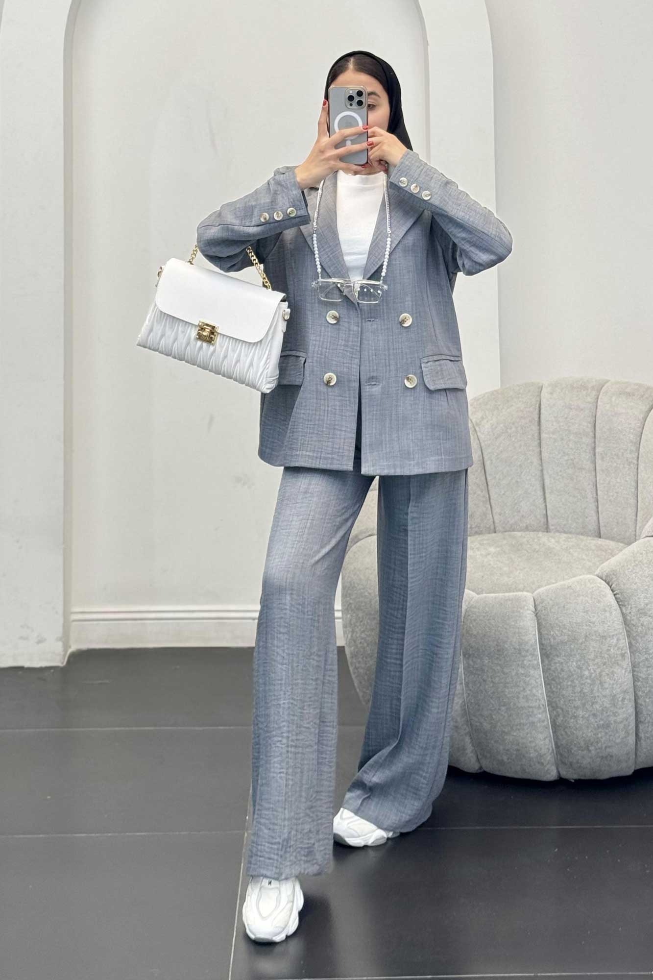 ست کت و شلوار شانتون جیب پاکتی زالینس