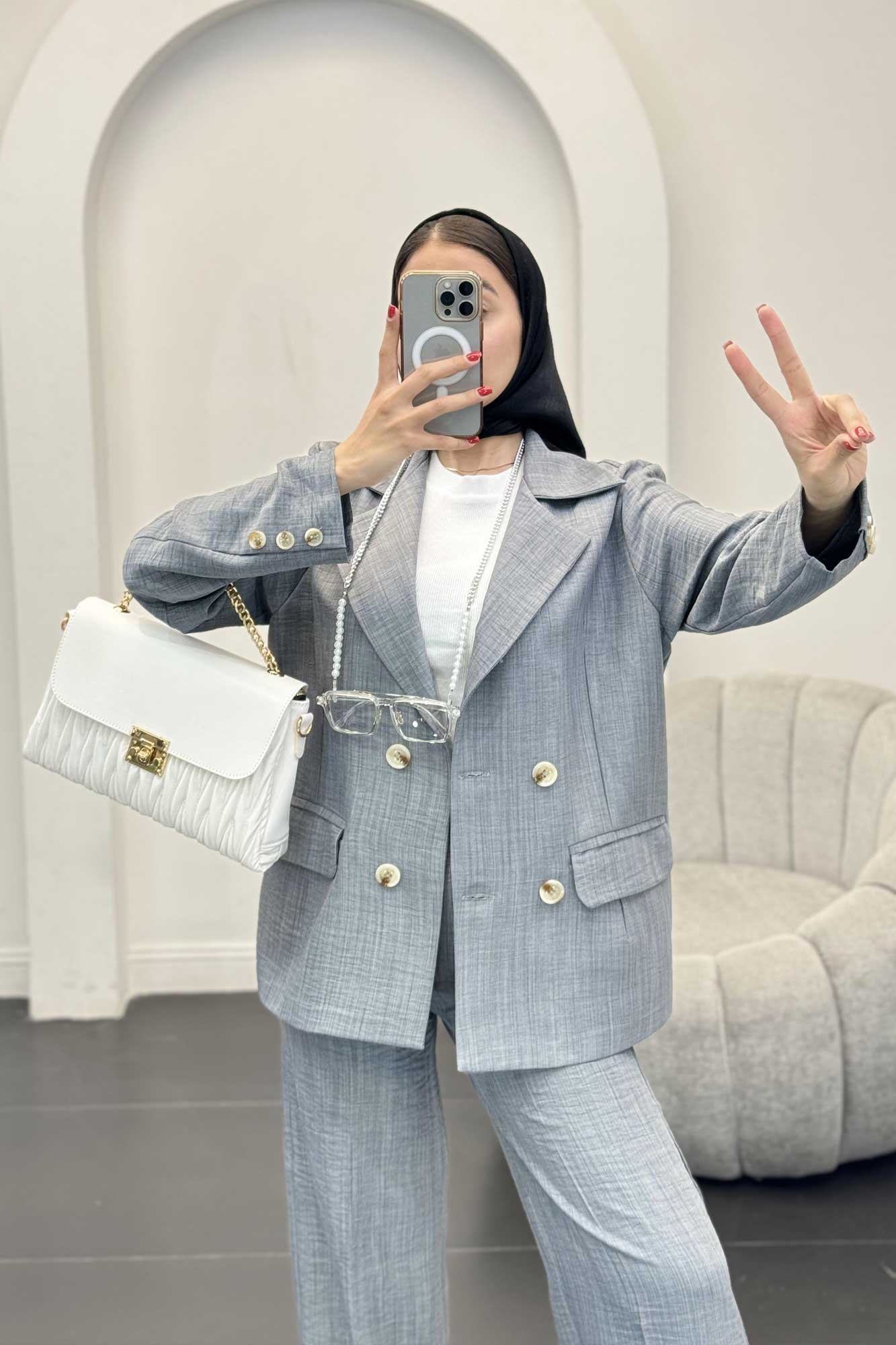 ست کت و شلوار شانتون جیب پاکتی زالینس