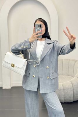 ست کت و شلوار شانتون جیب پاکتی زالینس