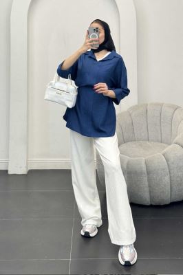 شومیز بابوس کمر گت دار آستین پیله