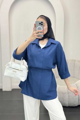 شومیز بابوس کمر گت دار آستین پیله