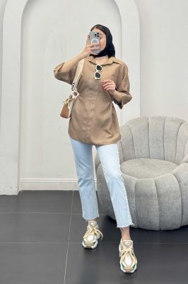 شومیز بابوس کمر گت دار آستین پیله