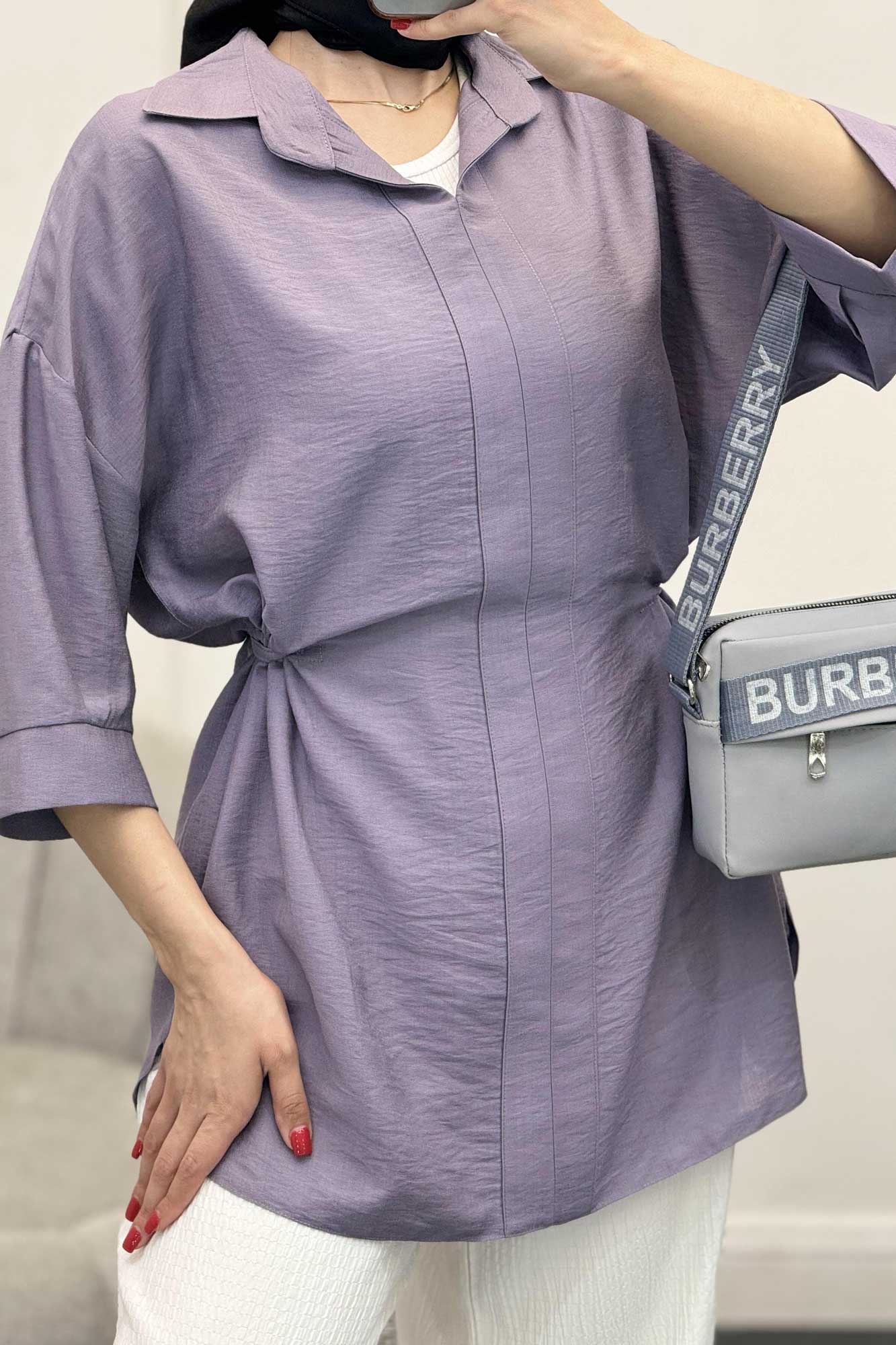 شومیز بابوس کمر گت دار آستین پیله