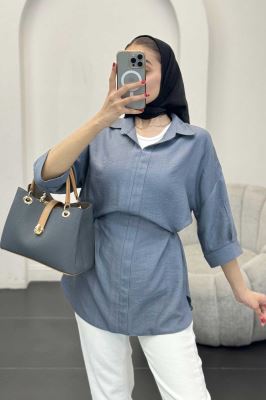 شومیز بابوس کمر گت دار آستین پیله