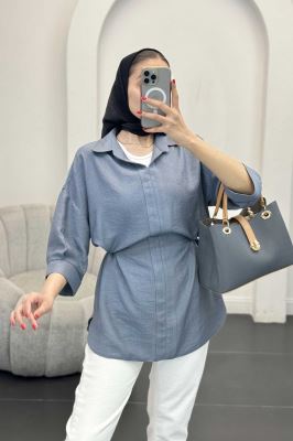 شومیز بابوس کمر گت دار آستین پیله