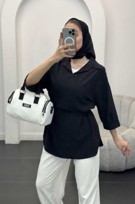 شومیز بابوس کمر گت دار آستین پیله