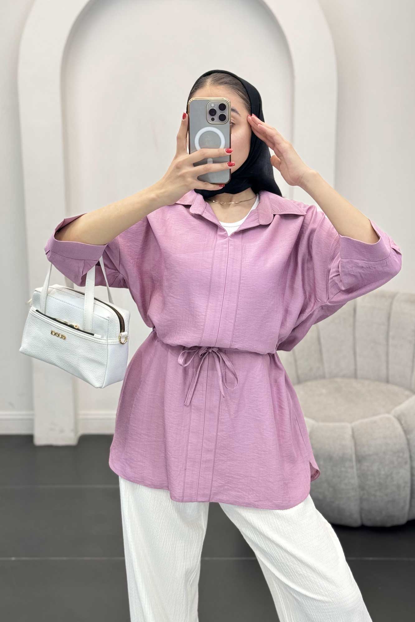 شومیز بابوس کمر گت دار آستین پیله