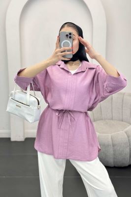 شومیز بابوس کمر گت دار آستین پیله