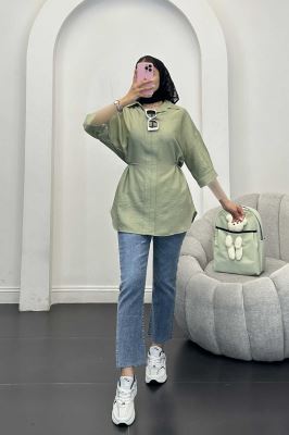 شومیز بابوس کمر گت دار آستین پیله