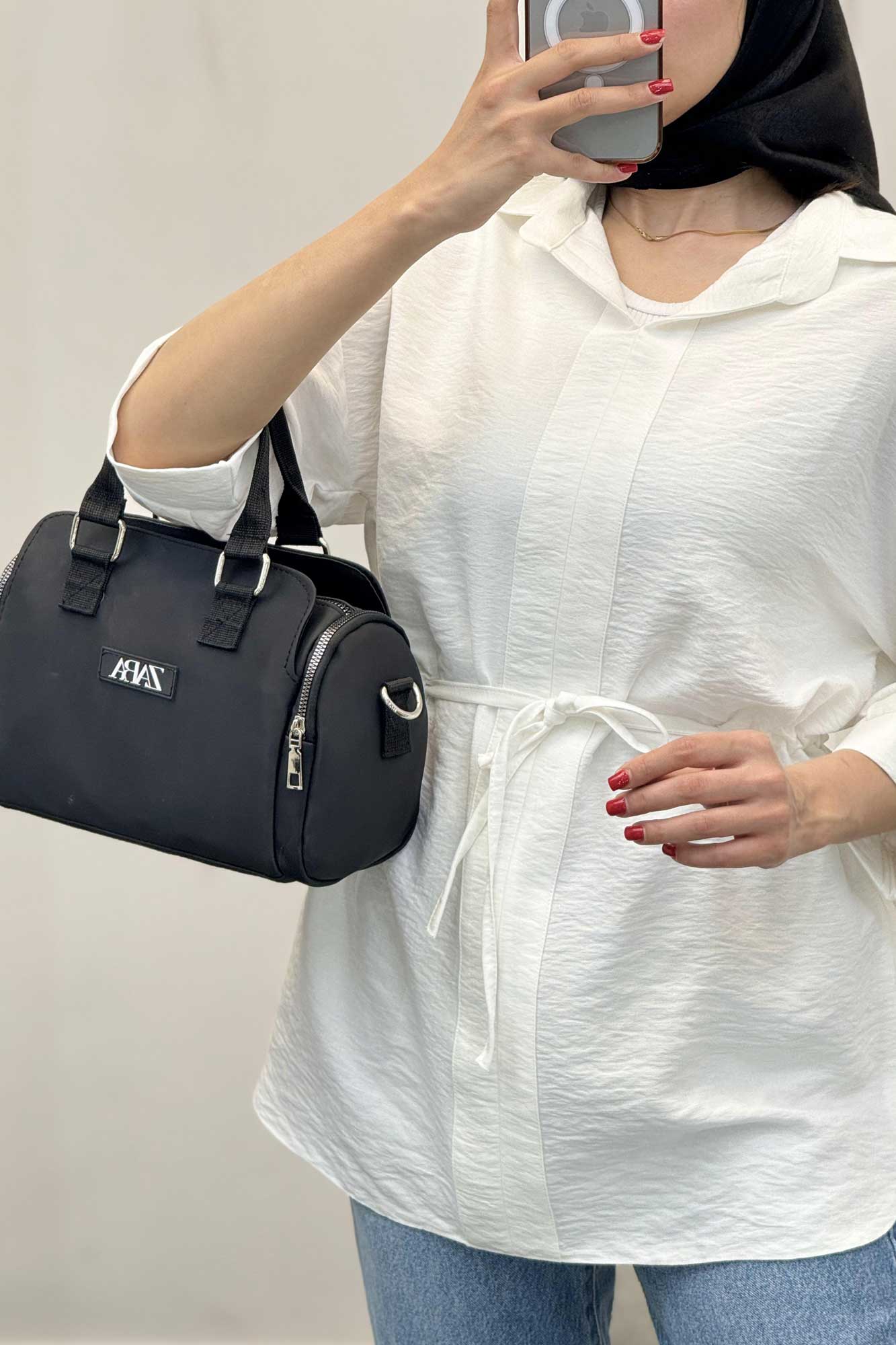 شومیز بابوس کمر گت دار آستین پیله