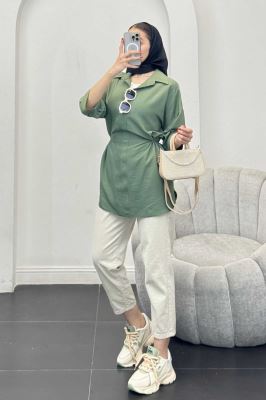 شومیز بابوس کمر گت دار آستین پیله