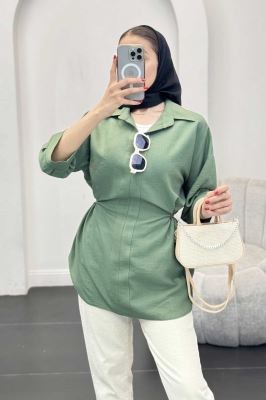 شومیز بابوس کمر گت دار آستین پیله