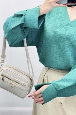 بلوز یقه هفت شانتون آستین پیله