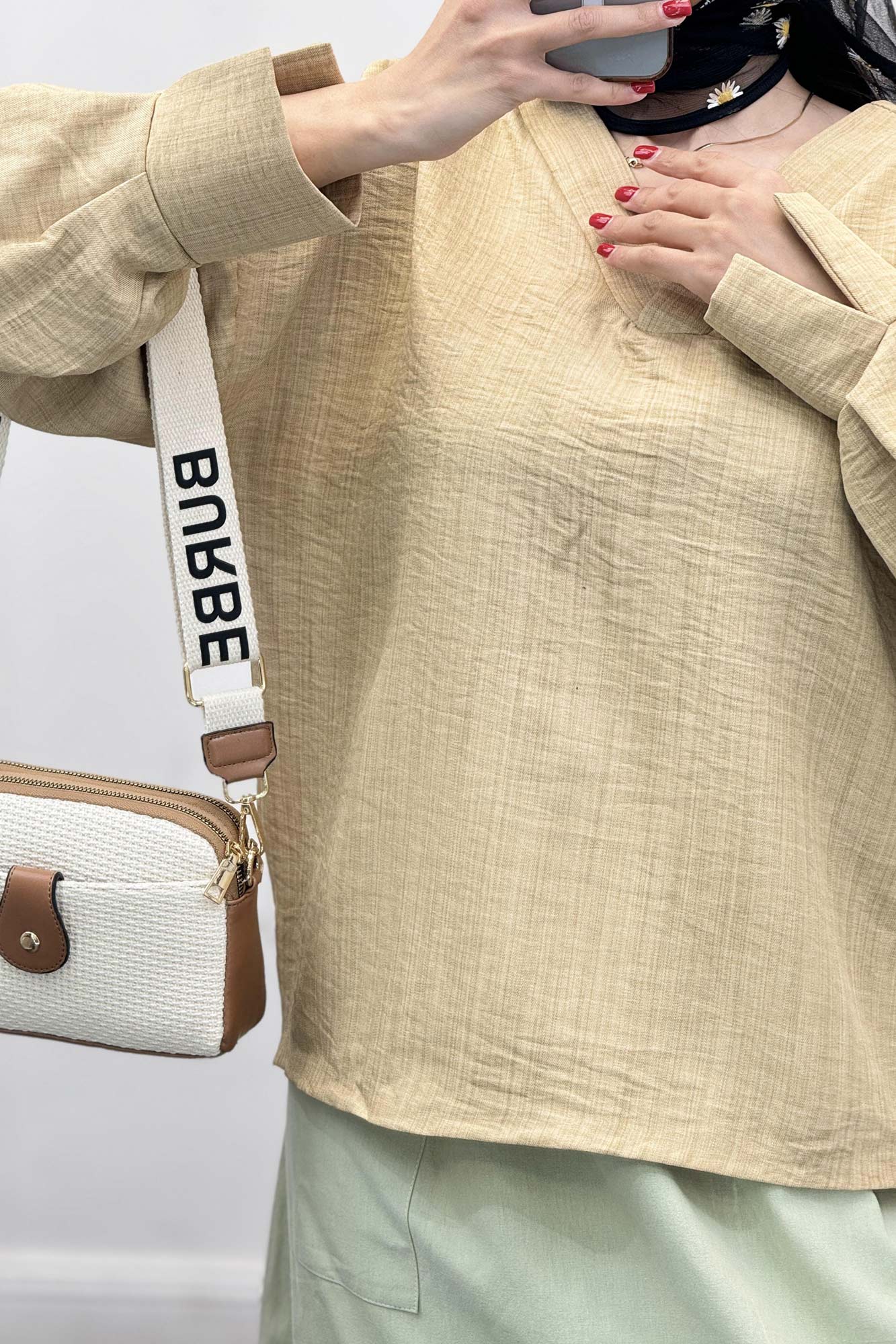 بلوز یقه هفت شانتون آستین پیله