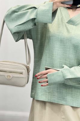 بلوز یقه هفت شانتون آستین پیله