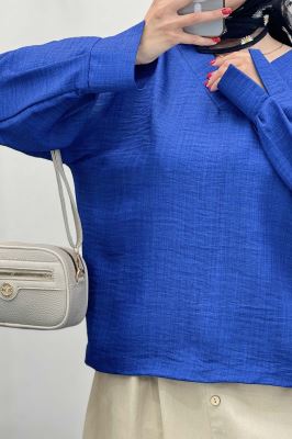 بلوز یقه هفت شانتون آستین پیله