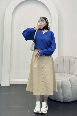 بلوز یقه هفت شانتون آستین پیله