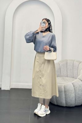 بلوز یقه هفت شانتون آستین پیله