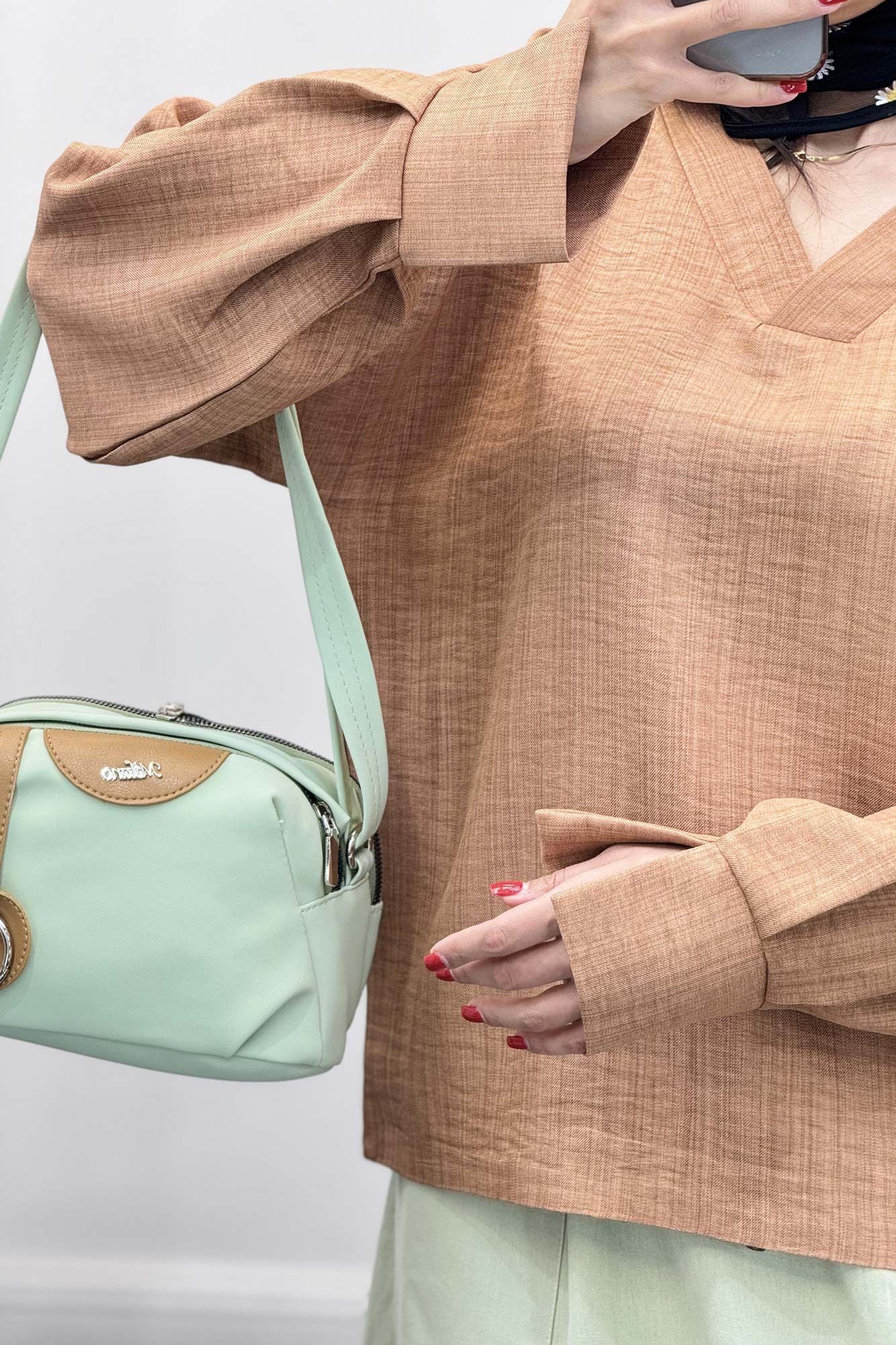 بلوز یقه هفت شانتون آستین پیله