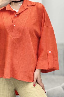 بلوز شانتون دو یقه پشت بلند