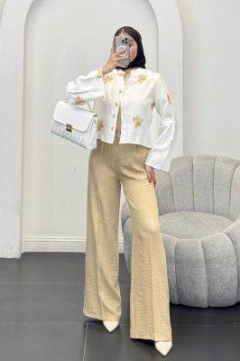 بلوز گلدوزی آستین زنگوله ای