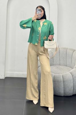 بلوز گلدوزی آستین زنگوله ای