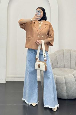 مانتو کتی آستین سه رب یقه انگلیسی شانتونR