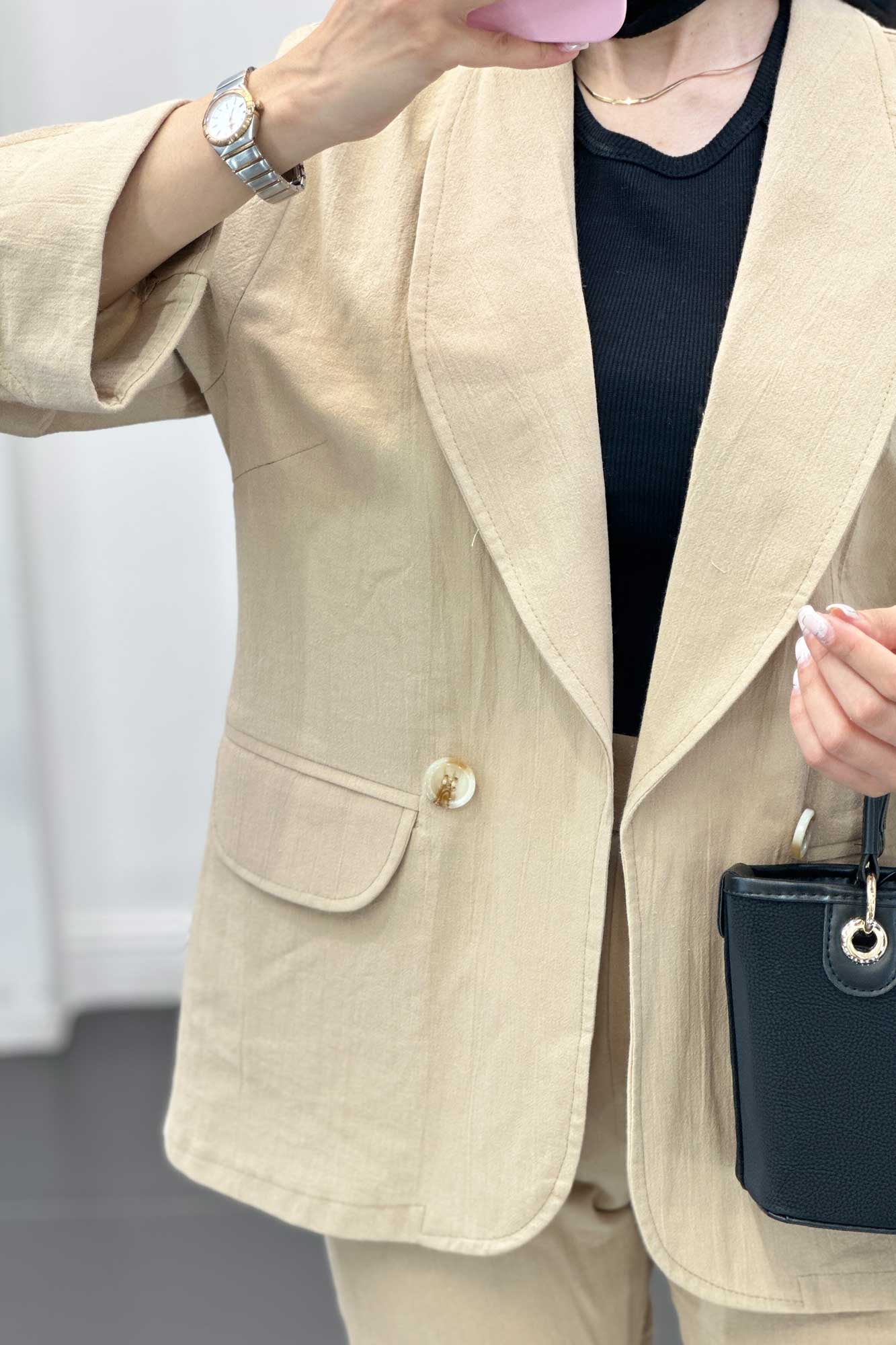 ست کت و شلوار یقه آرشال شکوفه