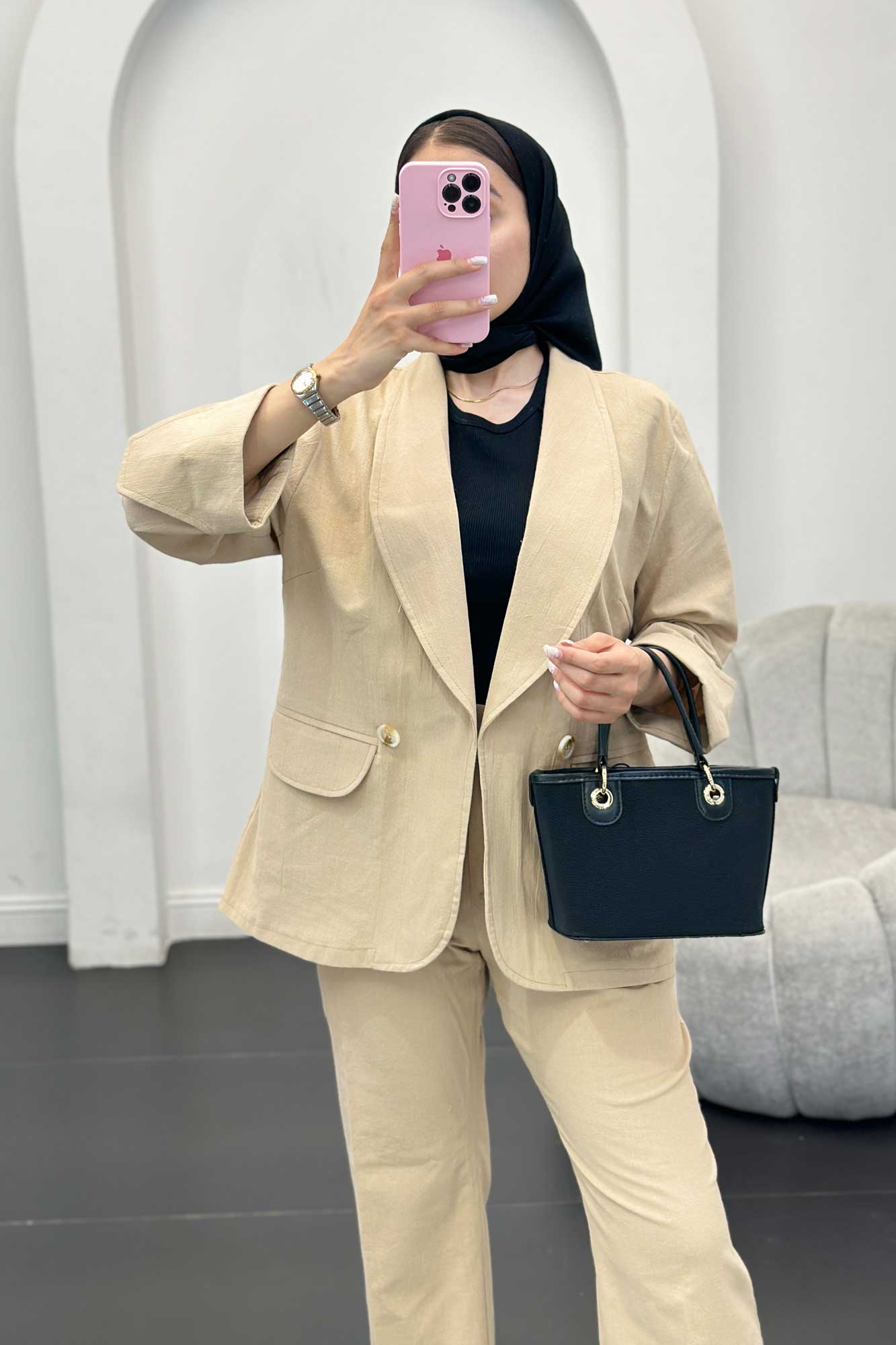 ست کت و شلوار یقه آرشال شکوفه