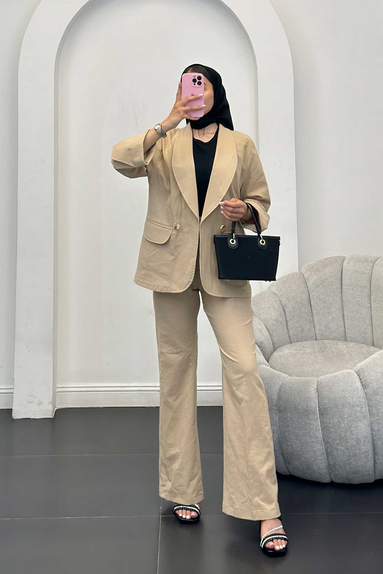 ست کت و شلوار یقه آرشال شکوفه