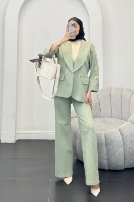 ست کت و شلوار یقه آرشال شکوفه