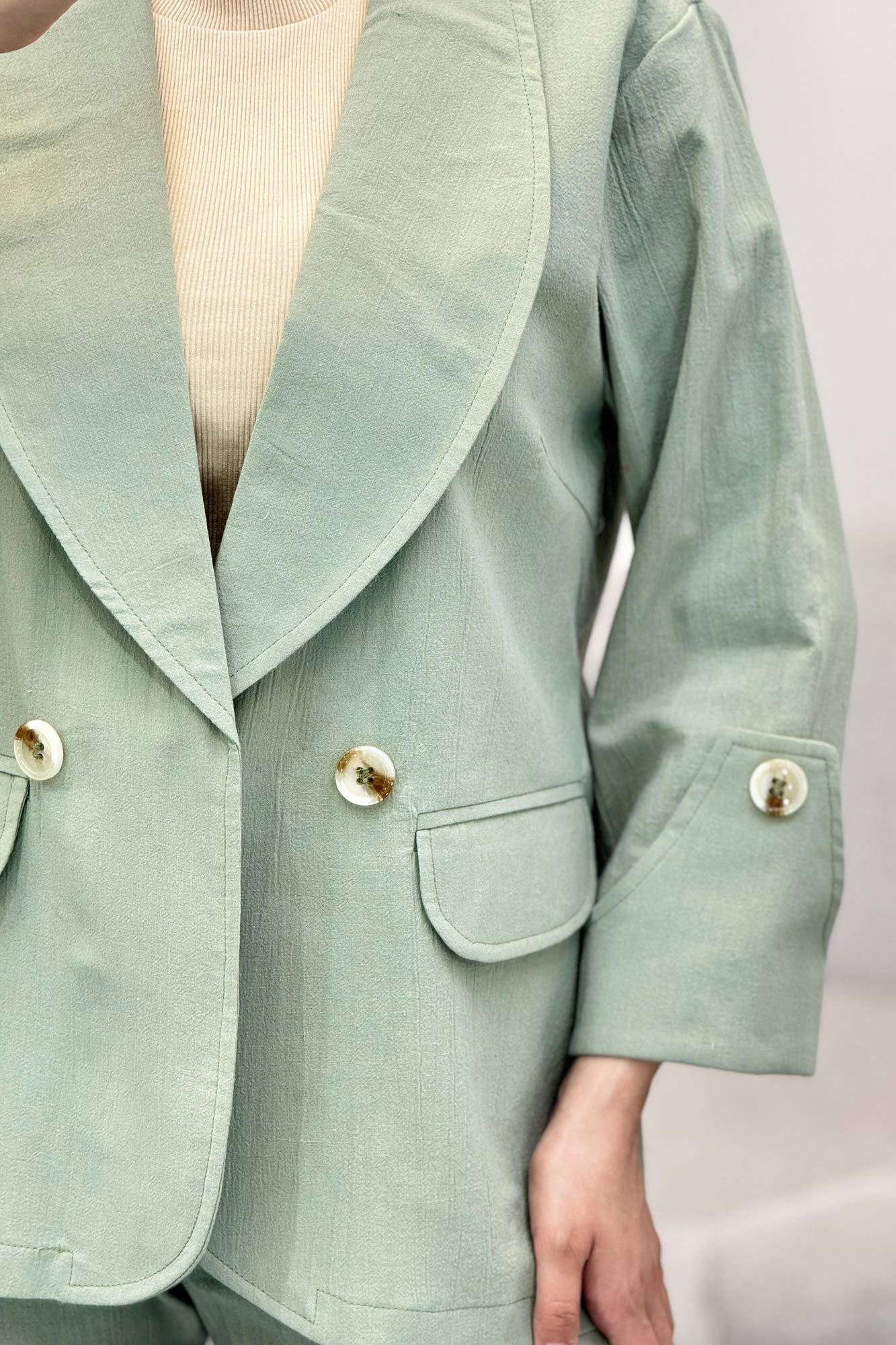 ست کت و شلوار یقه آرشال شکوفه