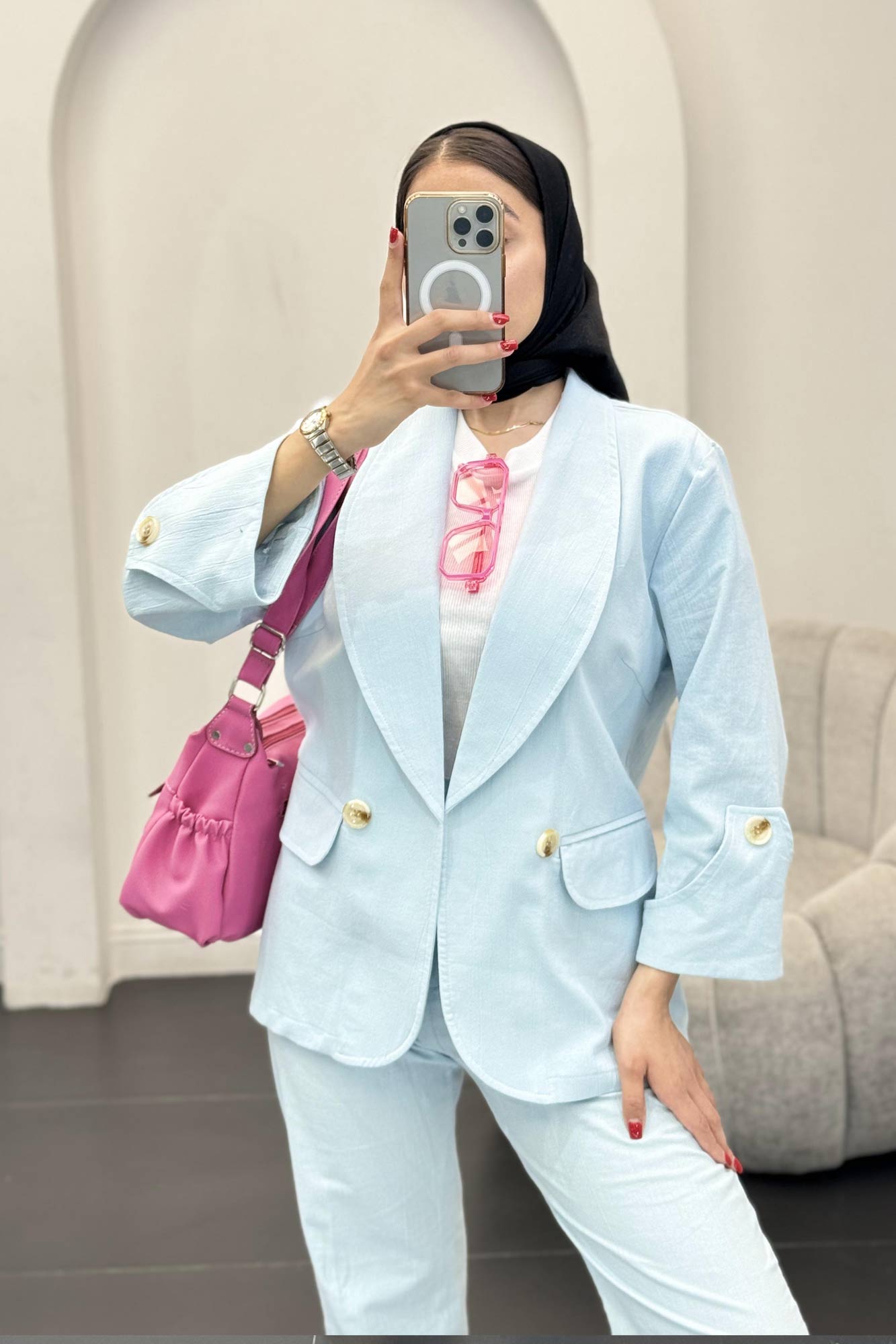 ست کت و شلوار یقه آرشال شکوفه