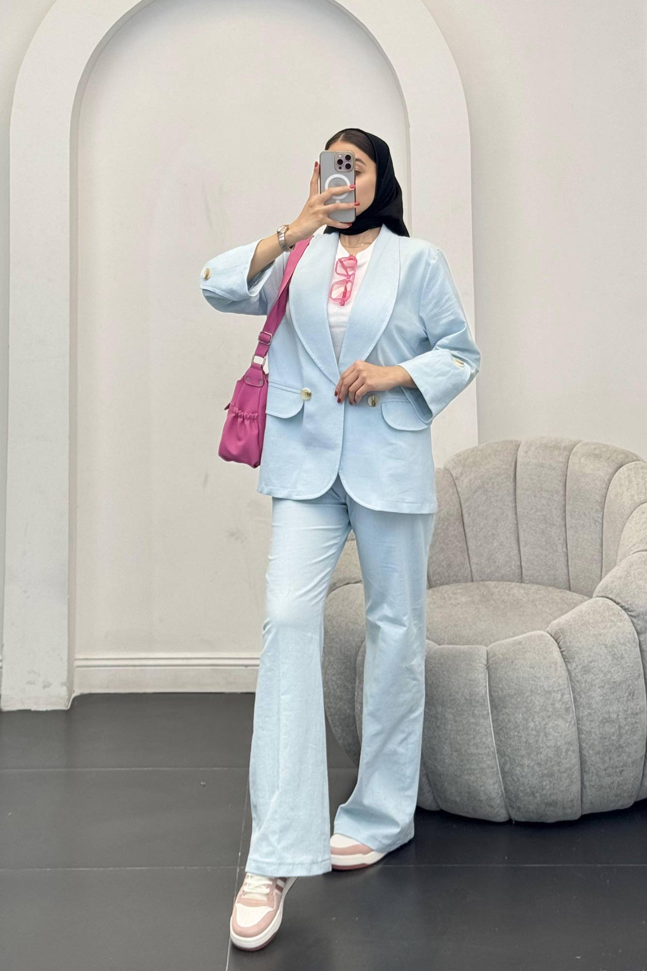 ست کت و شلوار یقه آرشال شکوفه