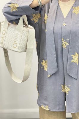 شومیز تک دکمه گلدوزی یقه بنددار