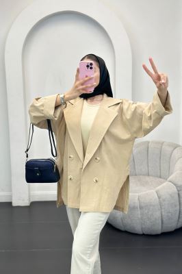 کت لینن آستین پاکتی بغل چاکدار نهال