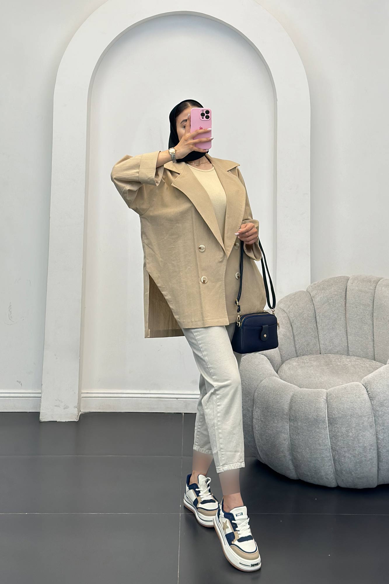 کت لینن آستین پاکتی بغل چاکدار نهال